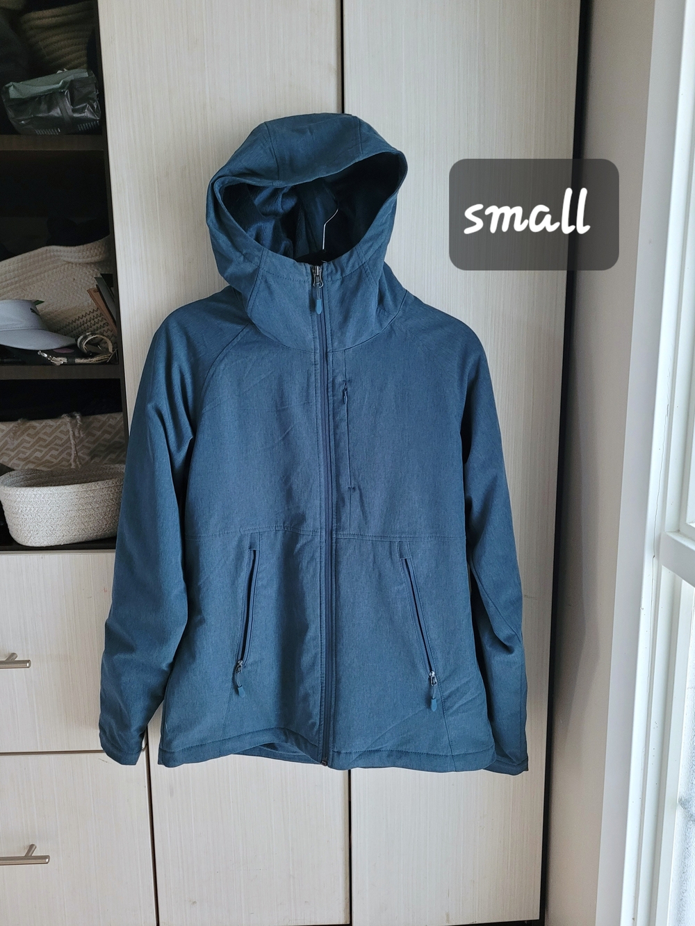 Kirkland Signature Women's Hooded Windbreaker Jacket - Teal Blue
